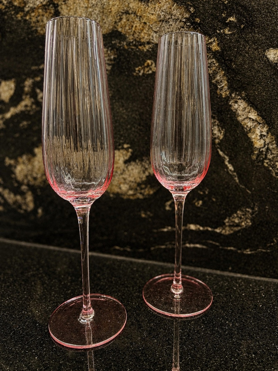 Fluted glass · pink stem